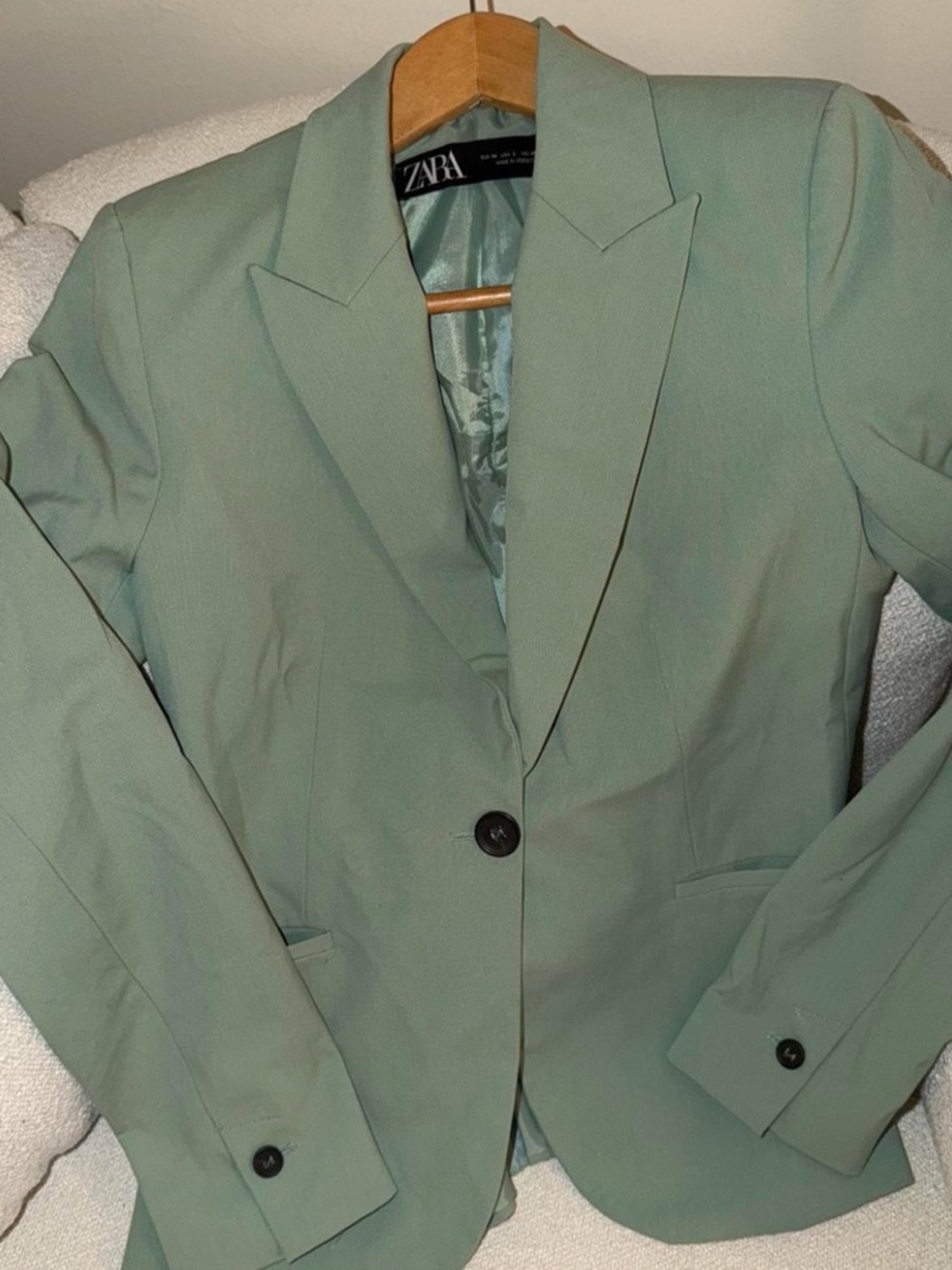 ZARA Mint Green Single-Breasted Blazer